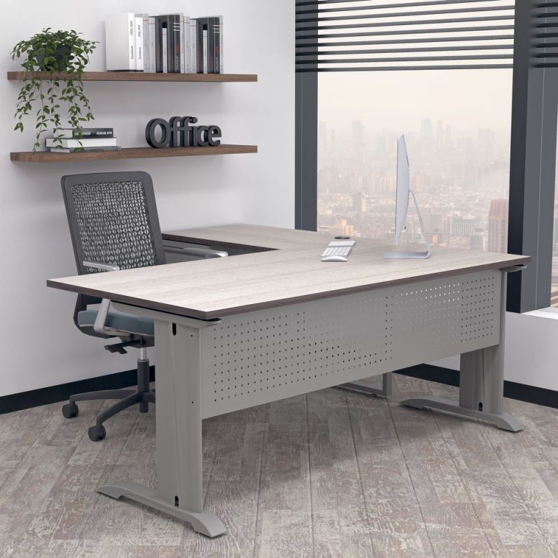 Indigo Series LShaped Laminate Office Desk with CLegs 6x6 8