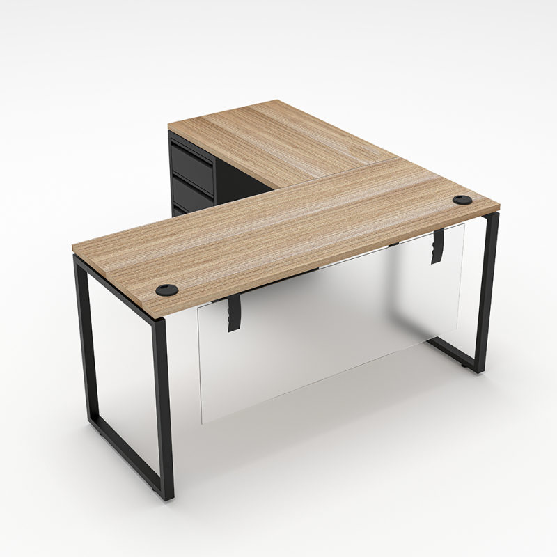 L-Shaped Office Desk with O-Leg