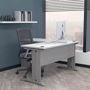 Indigo Series L-Shaped Laminate Desk with C-Legs