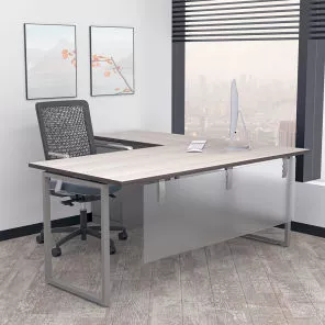 Indigo Series L-Shaped Desk with Modesty Panel and Box Legs