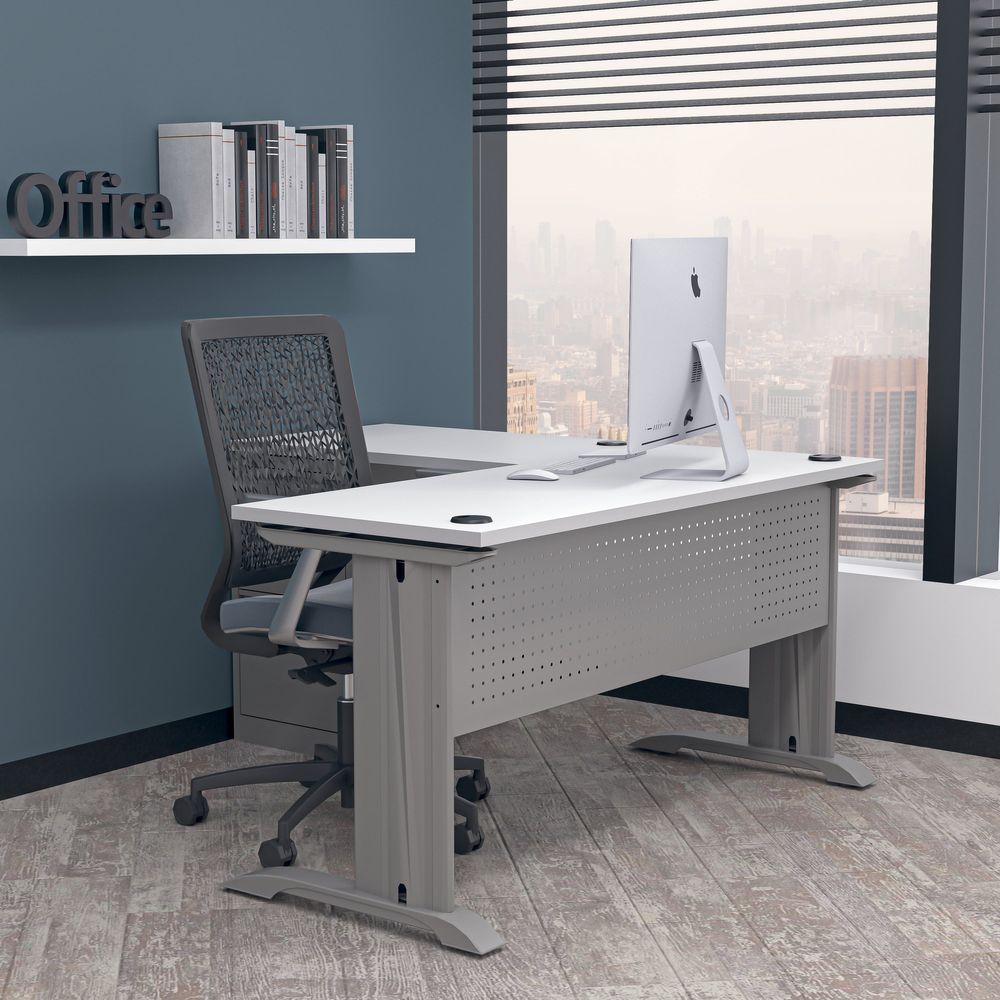 Indigo Series LShaped Laminate Desk with CLegs 5X5 8 Laminates