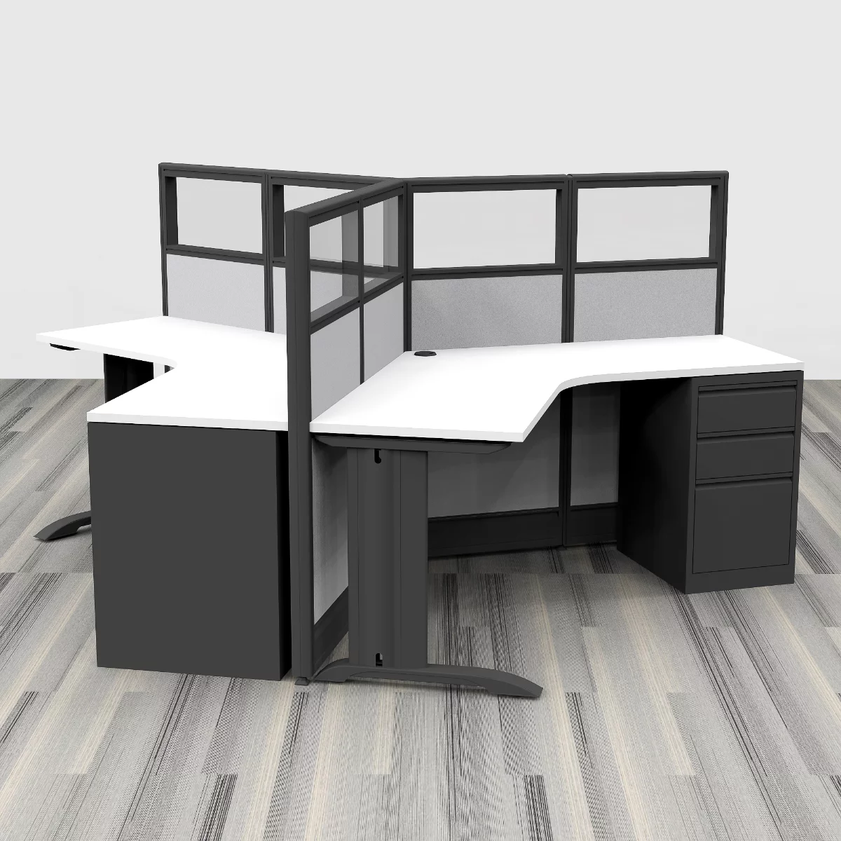 Render of 3-Person Cubicle Workstation