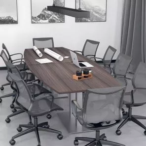 Render of 10 Person Conference Table with Metal Bases