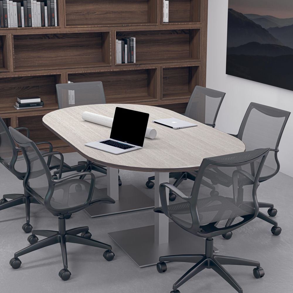 6 Person Conference Table with Metal Bases Harmony Conference Series