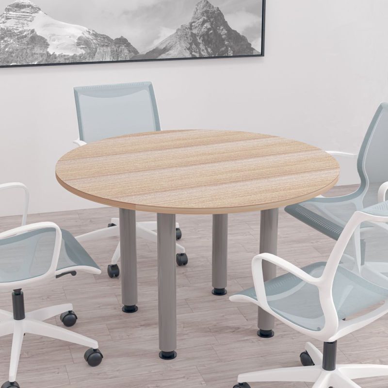 Render of 46" Round Conference Table with Post Legs