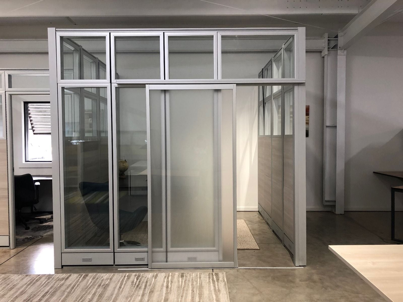 Room Divider with Sliding Acrylic Door Sapphire Wall System 10'x84"H