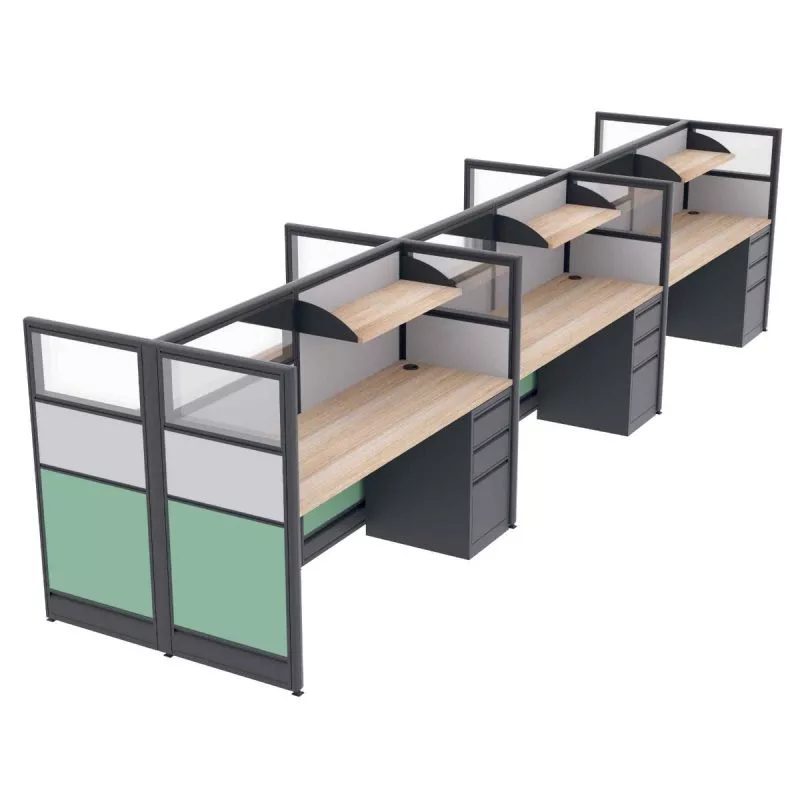 Render of 6 Person Call Center Workstations