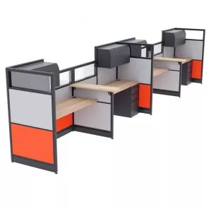 Render of 4-Person Call Center Cubicles