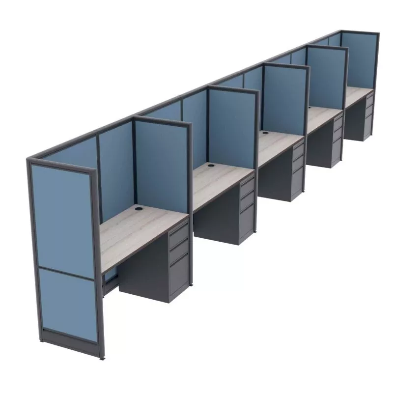 Render of 5-Person Call Center Cubicles