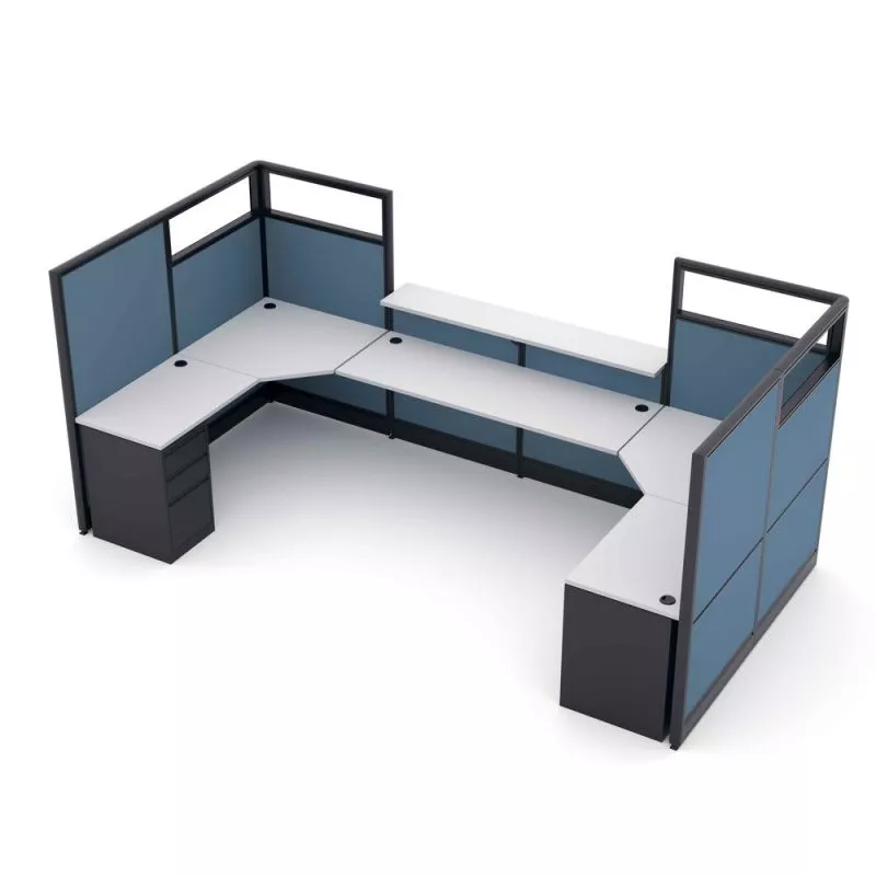Render of U-Shaped Reception Desk Cubicle