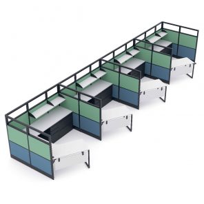 Render of Administrative Cubicle Workstations | 4-Person | Emerald Cubicle Collection | 8x8x65"H