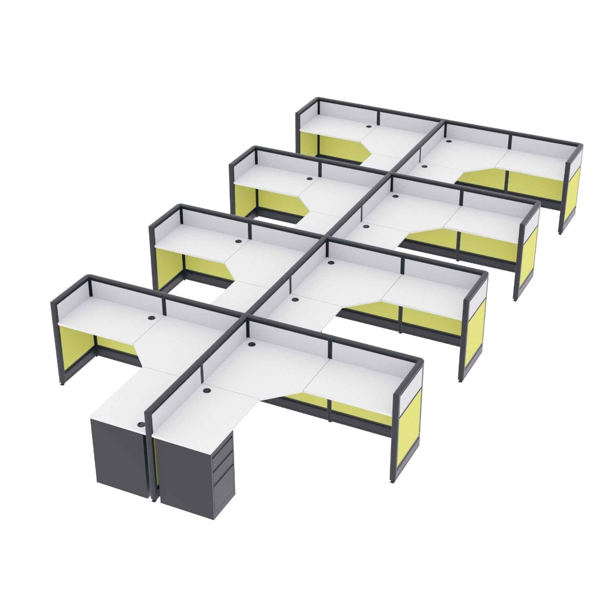 LShaped Cubicle Workspaces 8Person Emerald Collection 6x6x39"H