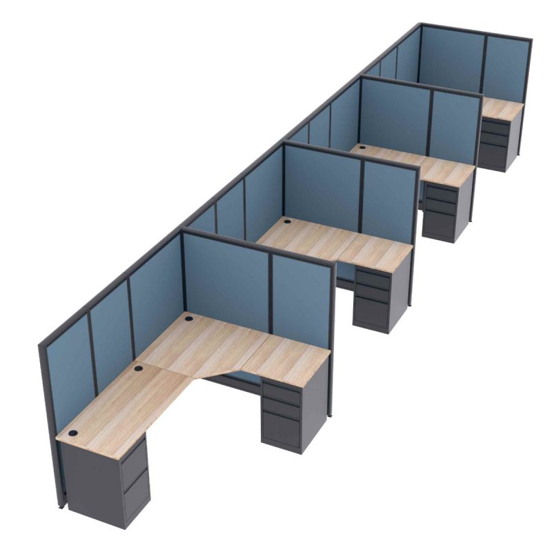 Render of 4-Person L-Shaped Cubicle Workstations