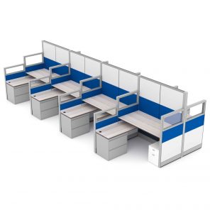 Render of 8-Person Sit and Stand Cubicles