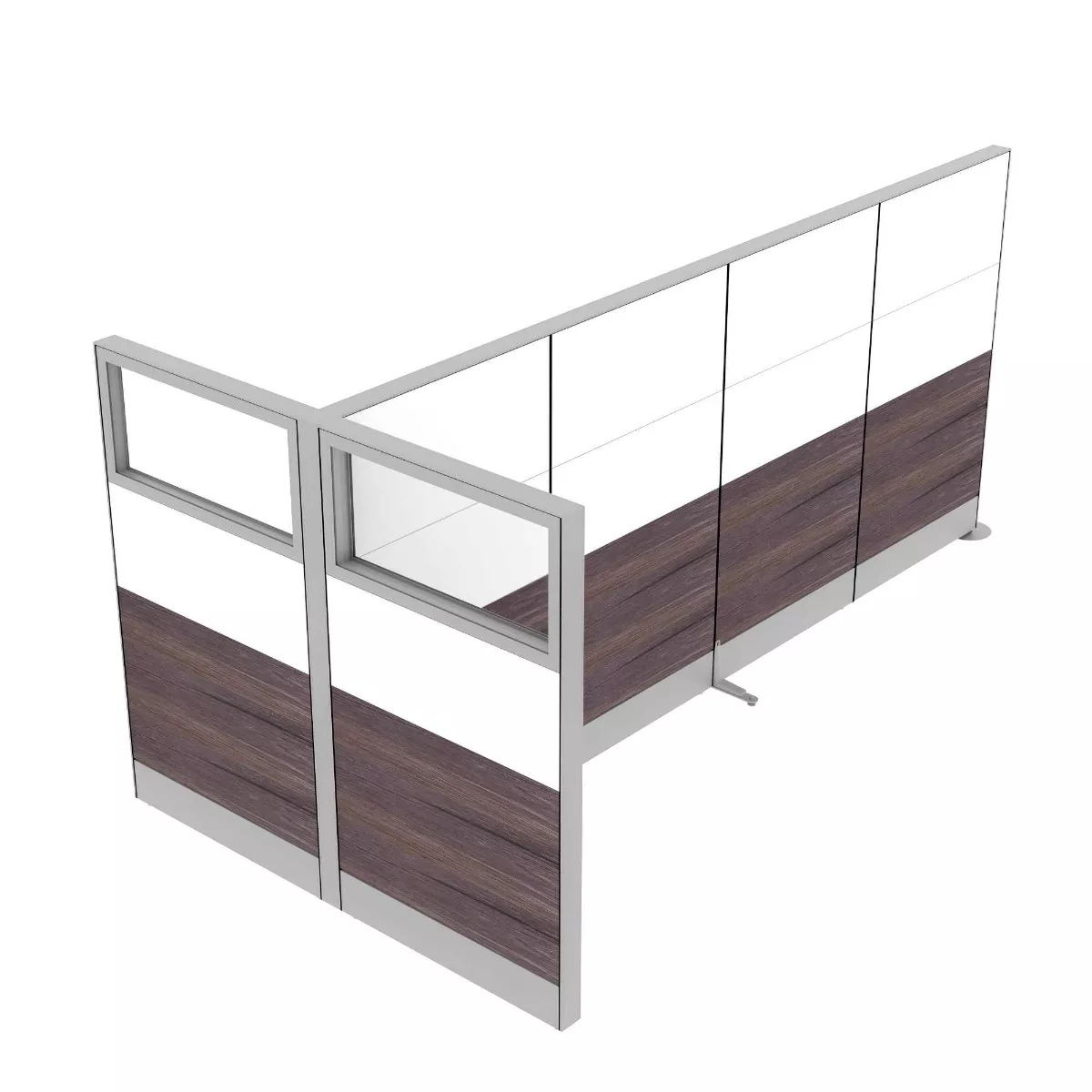 Render of 65" Tall Freestanding T-Shaped Office Room Divider Partition