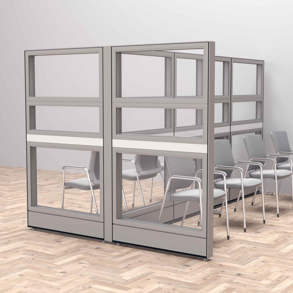 Freestanding Waiting Room Divider Wall Glass Partition 6x10x65"H