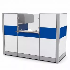 Render of Reception Cubicle Workstation with Sneeze Guard