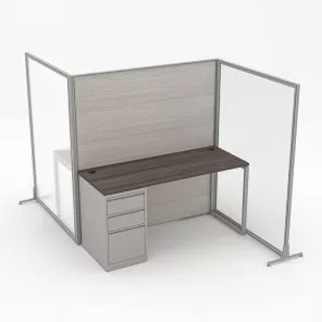 Render of Modular L-Shaped 2-Person Office Cubicle Workstations