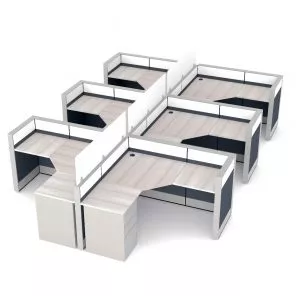 Render of 6-Person L-Shaped Cubicle Workstations