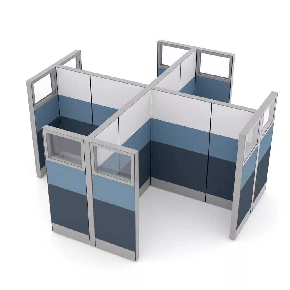 4-Person Office Divider Cubicle Walls | Sapphire Cubicle | 5'x5'x65
