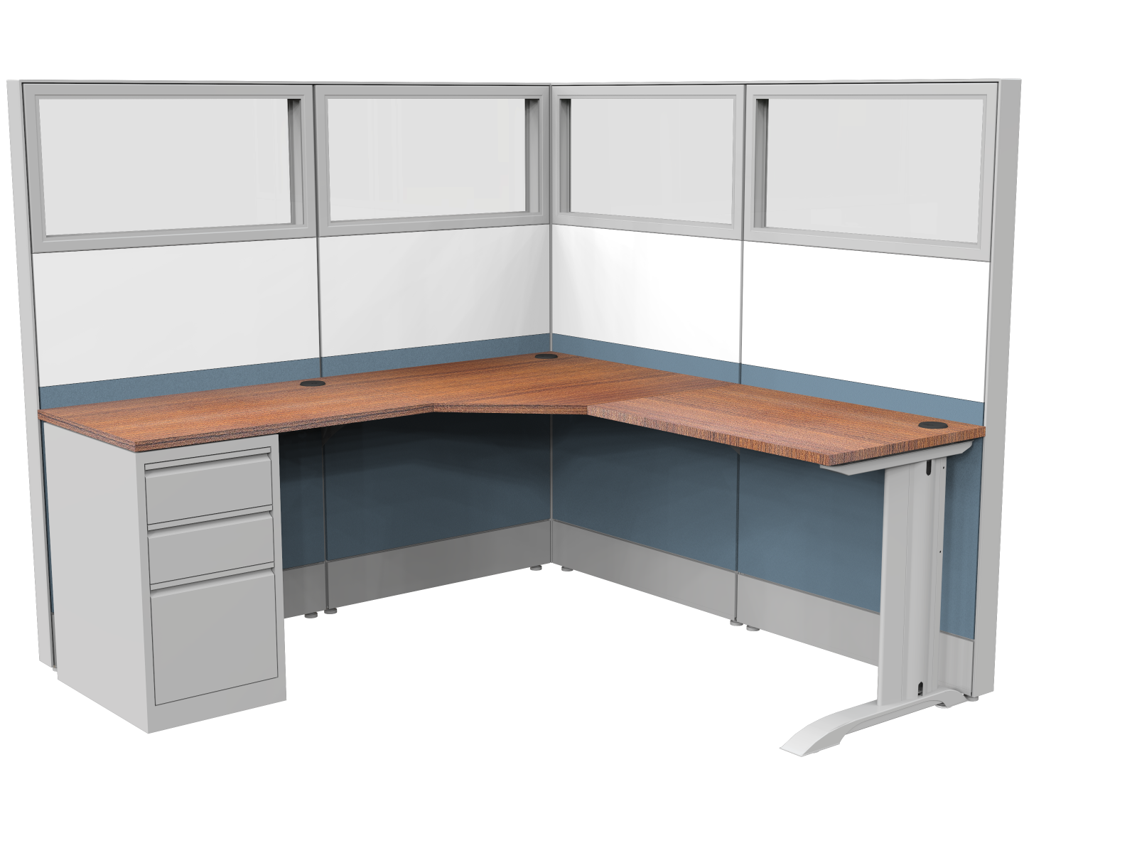 Modern Cubicle Workstation with Desk 6x6x65"H LShaped