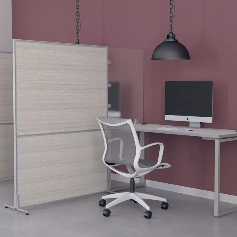 Picture of Laminate Office Partition with Acrylic Desk Divider and Workstation