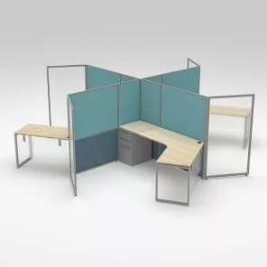 Render of 4-Person 120 Degree Cubicle Workstation