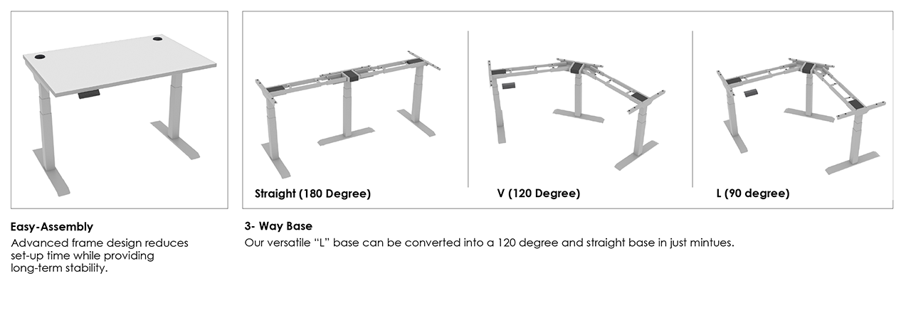 multiple configurations sit stand desk