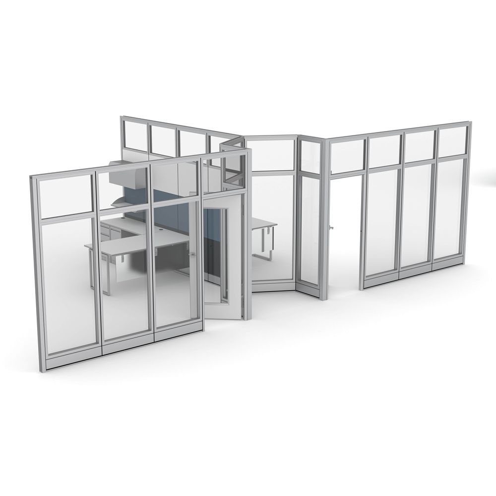 Render of All Glass Cubicle Office with Locking Doors