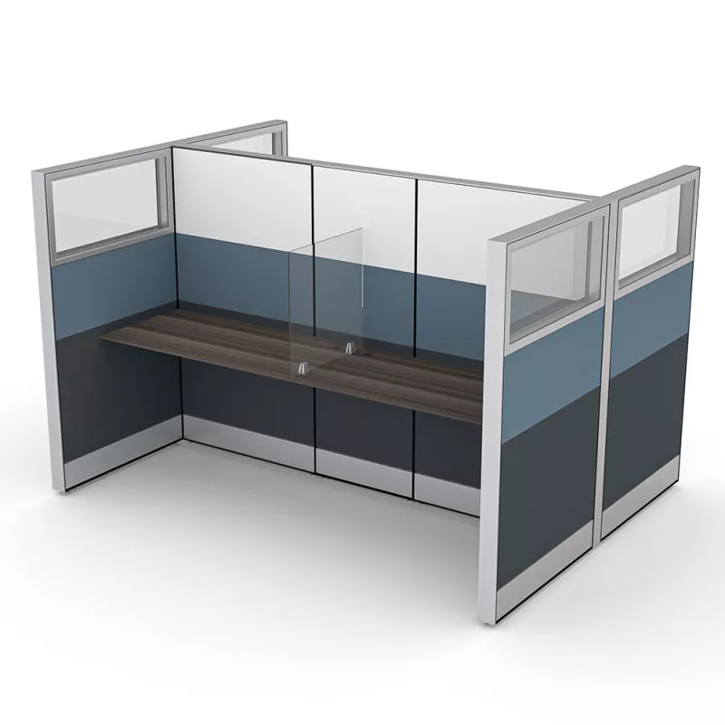 4-Person Back-to-Back Cubicle Workstations Sapphire Cubicle System