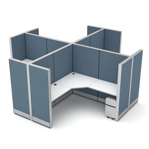 Render of 4-Person Modular Office Workstations