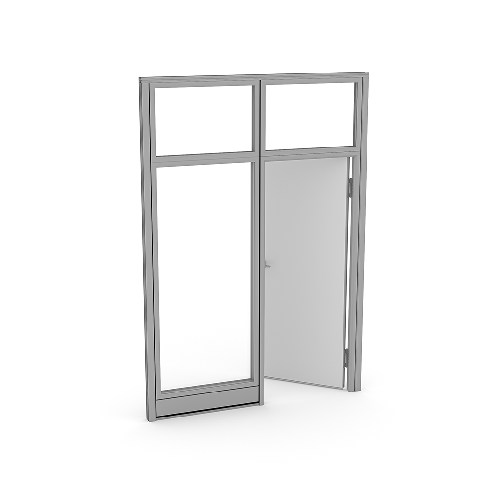 Render of Glass Cubicle Wall with Door