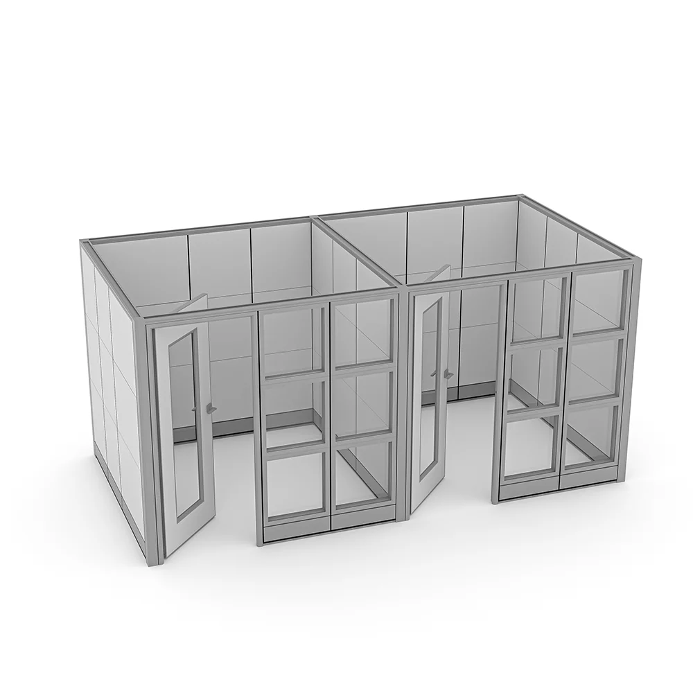 Render of Sapphire Wall System Glass Office Cubicles with Door