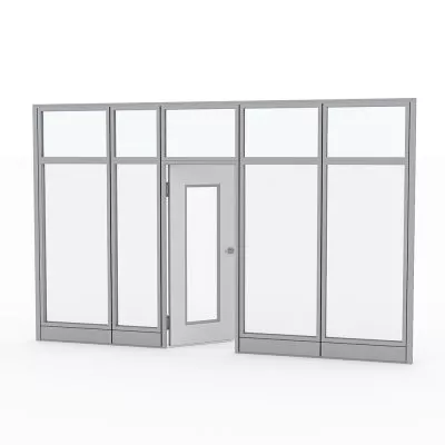 Render of Glass Cubicle Wall with Door