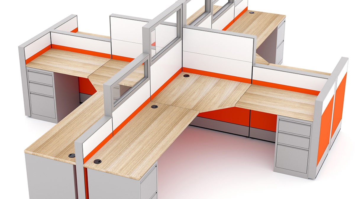 4-Person Cubicle Desk Workstation | Sapphire Cubicle System