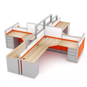4-Person Cubicle Desk Workstation Sapphire Cubicle System