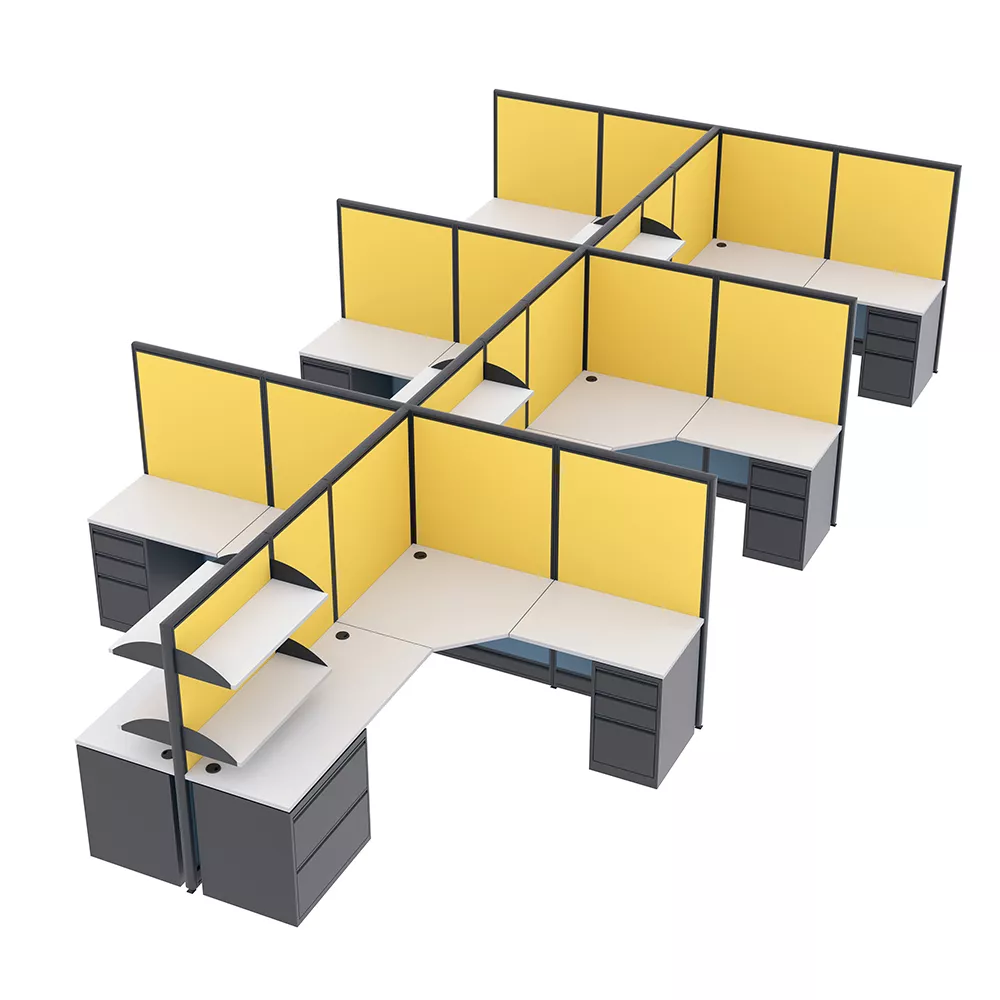 L-Shaped Workspace Cubicles 6-Person Emerald Collection
