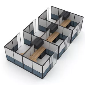 Cubicle Stations with Sliding Doors 6-Person Emerald Cubicle Collection