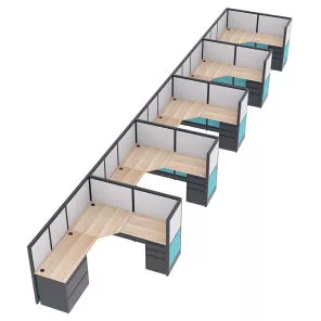 Modular Cubicle Workstations 5-Person Emerald Collection