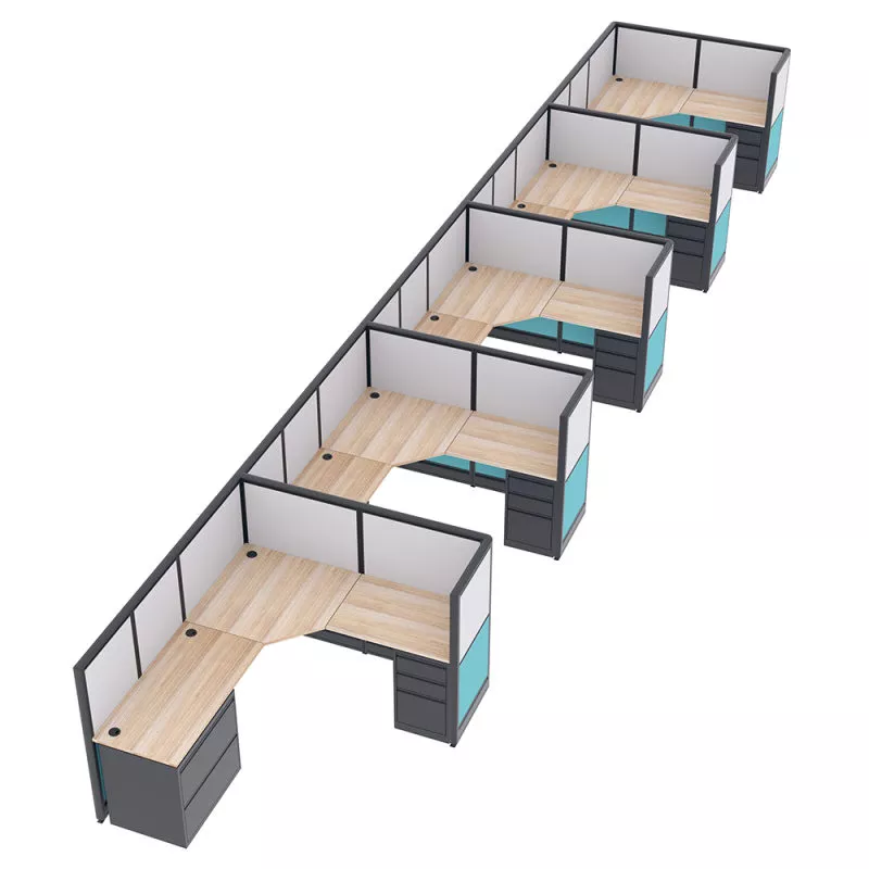 Modular Cubicle Workstations 5-Person Emerald Collection