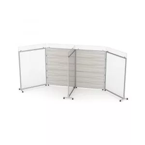 Render of Freestanding Office Divider with Acrylic Cubicle Extenders
