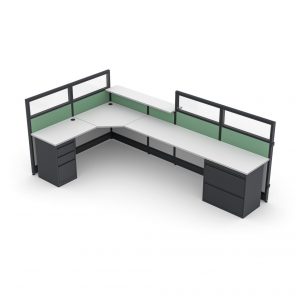 L-Shaped Glass Reception Cubicle with the Emerald Cubicle Collection