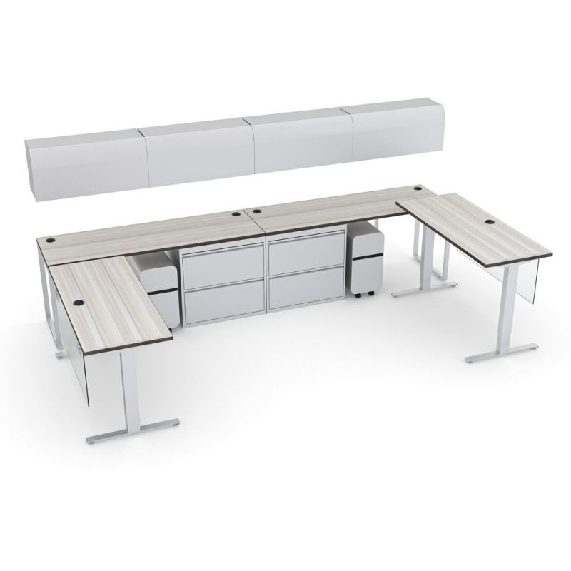 Render of Executive L-Shaped Desk Suite With Sit to Stand Desk