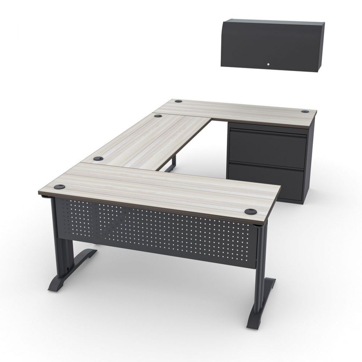 Indigo Series L-Shaped Laminate Office Desk with C-Legs | 6x6 | 8 Laminate options