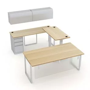 Render of Indigo Series Executive Suite with Sit to Stand Desk