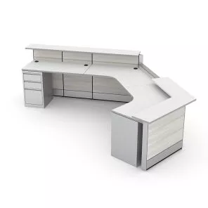 Curved ADA Reception Desk Sapphire Cubicle System