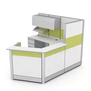 Render of 120 Degree Modern Reception Cubicle