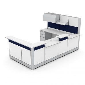 Modern Reception Desk | Sapphire Cubicle System | 7x10x65"-39"-32"H