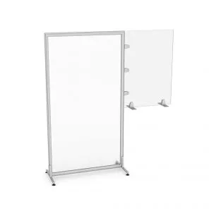 Render of Acrylic Office Partition with Clear Desk Divider