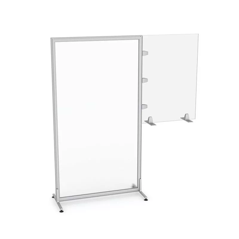 Render of Acrylic Office Partition with Clear Desk Divider